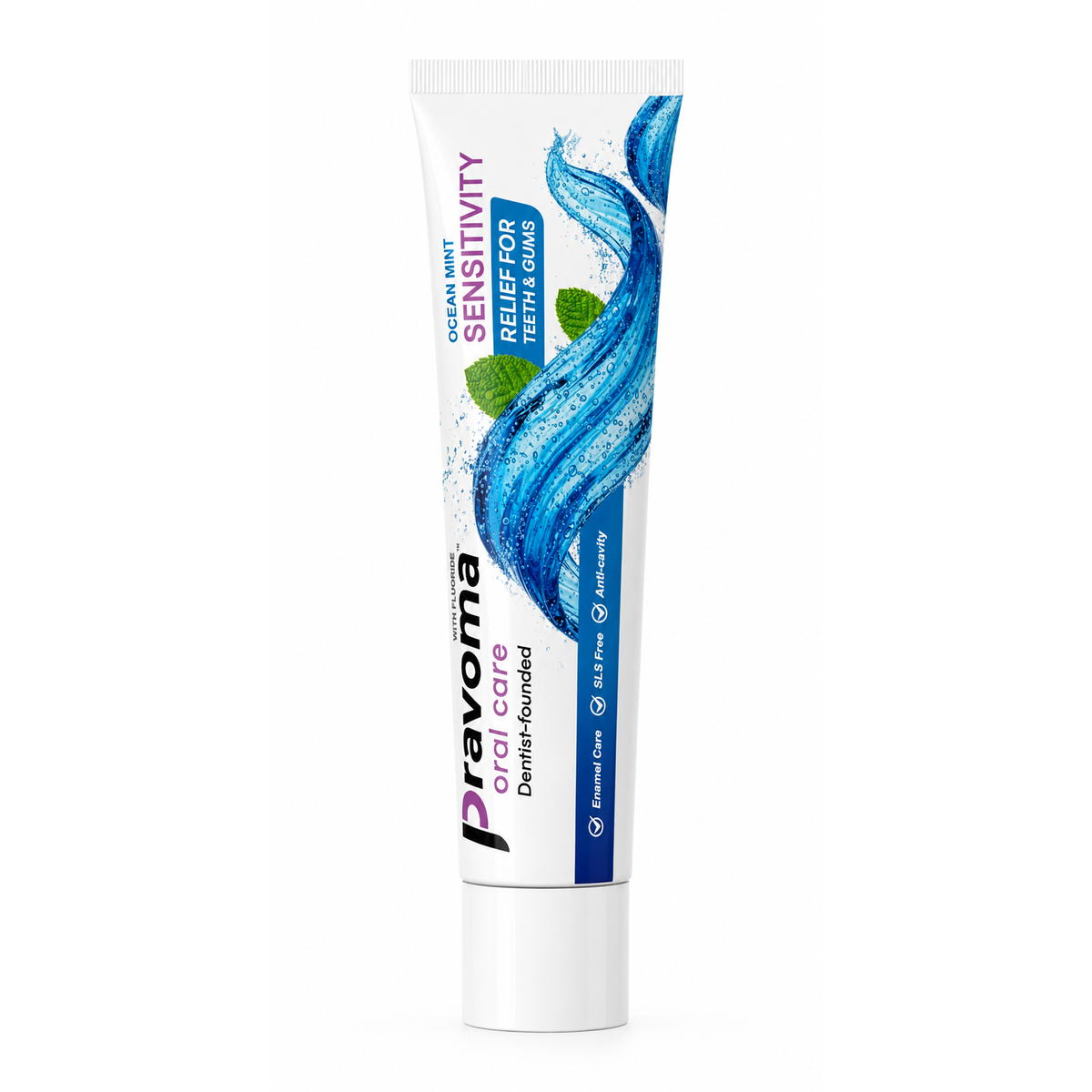 Pravoma Oral Care Ocean Mint Sensitivity toothpaste tube, front view